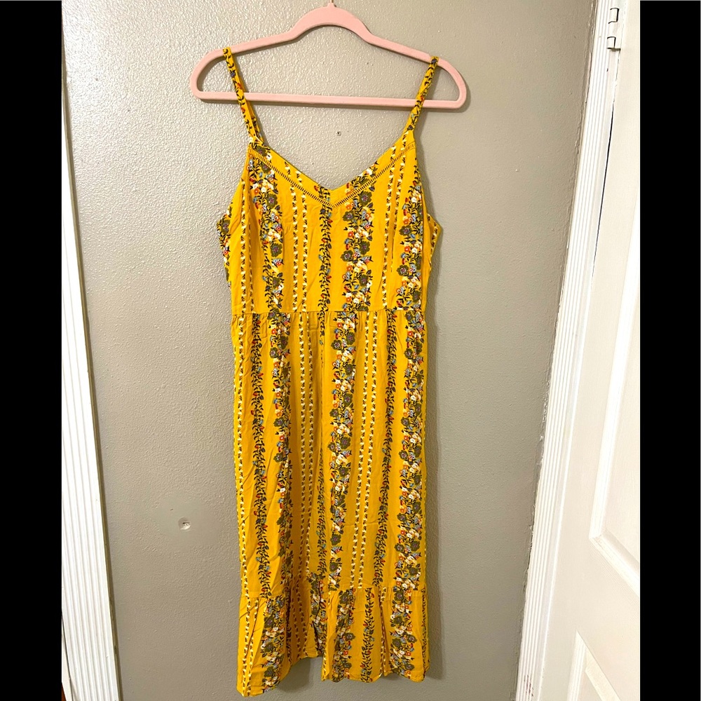 Old Navy yellow floral midi dress